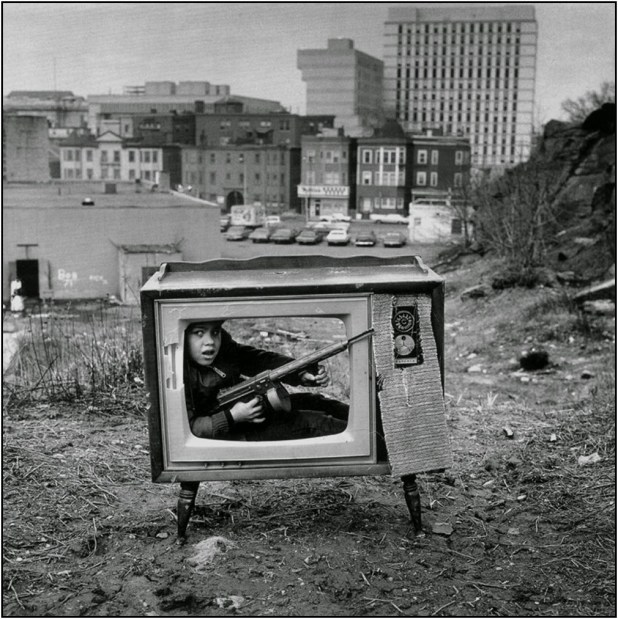 Tress 058, Boy in TV Set, Boston, 1972