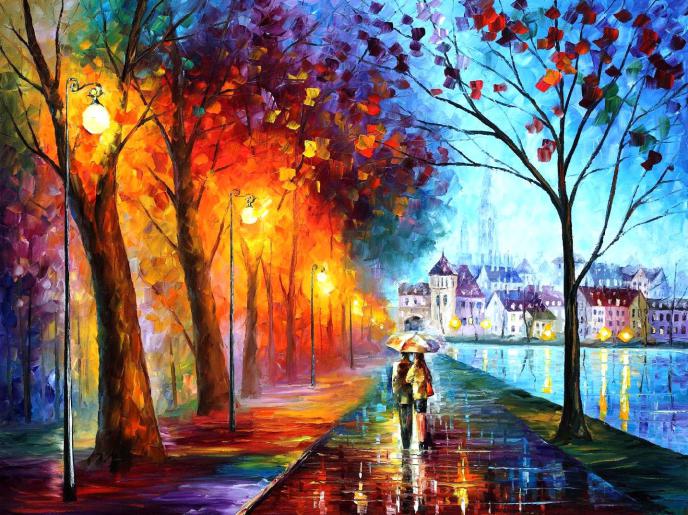 Leonid Afremov – CITY BY THE LAKE